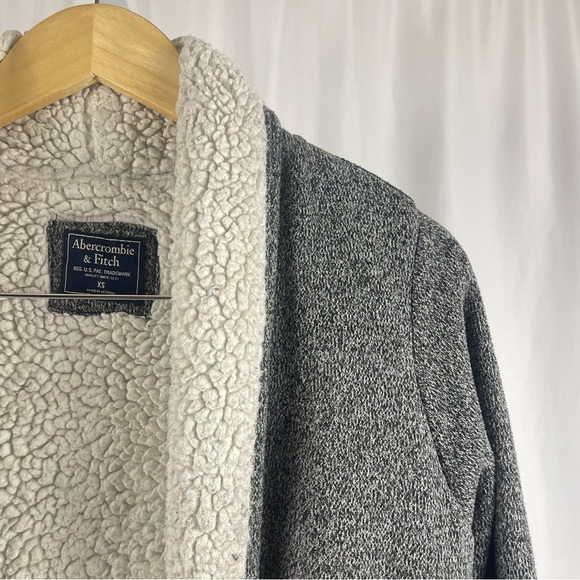 Abercrombie & Fitch XS Open Front Cardigan Sherpa Longline Warm Cozy Solid - Picture 8 of 8